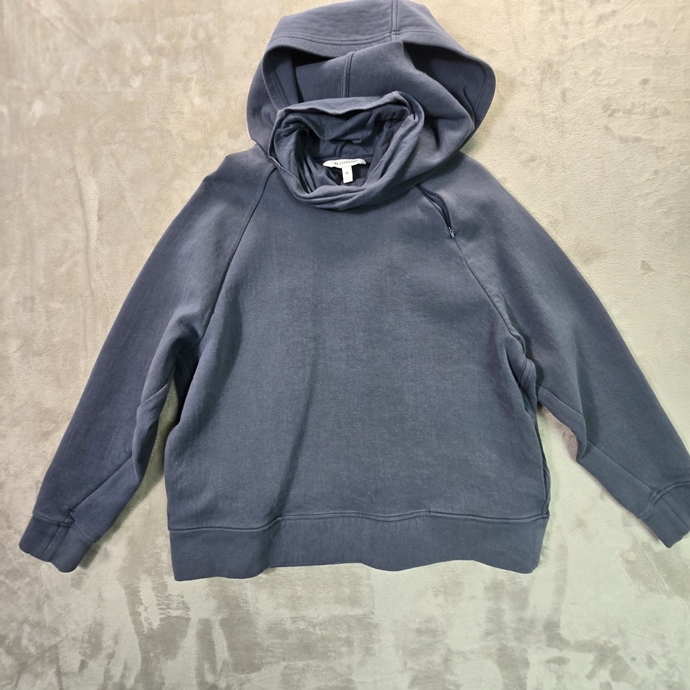 BR Standard Women's XL Pullover Hoodie Charcoal Gray Cowl Neck Zip Pocket